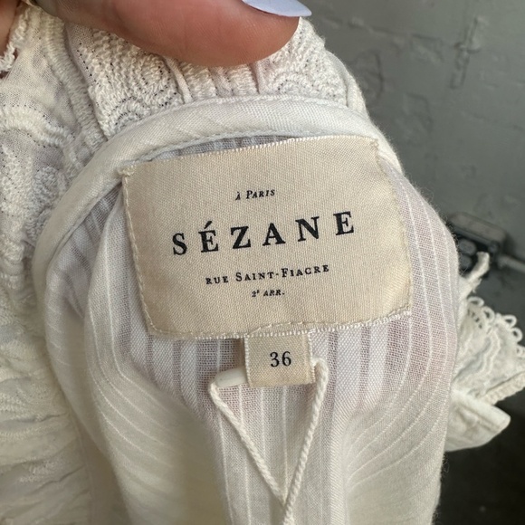 Sézane Chemise Marianella Scalloped White Victorian Blouse SIZE 4 - Picture 12 of 13